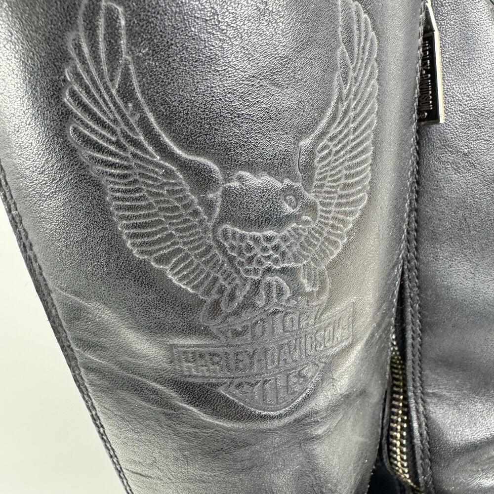 Vintage Harley-Davidson Tall Boots Women 6 Black Riding Eagle Logo Leather - Picture 6 of 16